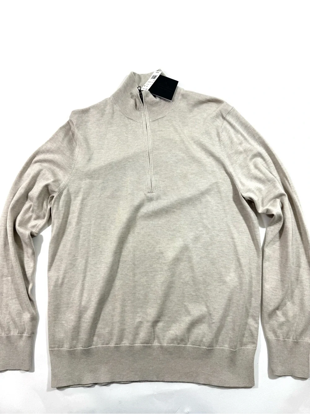 New Brooks Brothers Supima Cotton Quarter Zip Sweater Ivory
